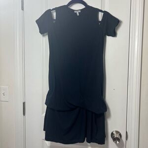 Morgane Le Fay Navy Blue XS Mini Dress with Cap sleeves and Ruffle